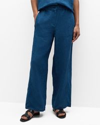 Eileen Fisher - Petite Cropped Straight-Leg Organic Linen Pants - Lyst