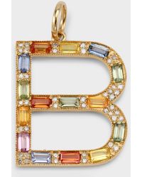 Kastel Jewelry - Initial B Pendant With Multicolor Sapphires And Diamonds - Lyst