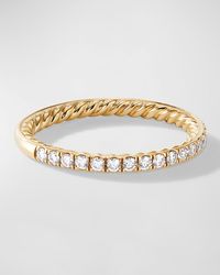 David Yurman - Dy Eden Partway Band Ring With Diamonds In 18k Gold, 1.85mm - Lyst