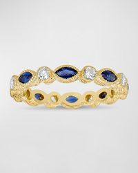 Tanya Farah - Modern Etruscan Blue Sapphire Ring With Diamonds - Lyst