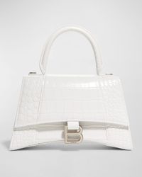 Balenciaga - Hourglass Small Shiny Croc-embossed Top-handle Bag - Lyst