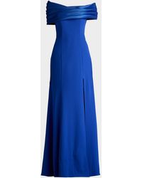 Tadashi Shoji - Off-Shoulder A-Line Crepe & Taffeta Gown - Lyst