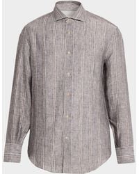 Brunello Cucinelli - Apos;S Linen And Cotton Stripe Button-Down Shirt - Lyst