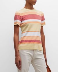 Misook - Striped Short-Sleeve Ribbed Tunic - Lyst