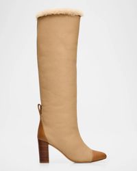 Odissi - 80Mm Lia Shearling-Lined Leather Knee-High Boots - Lyst