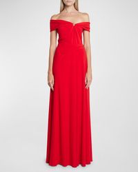 Talbot Runhof - O-Ring Off-The-Shoulder Jersey Crepe Gown - Lyst