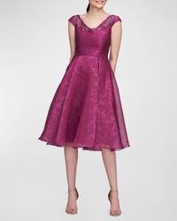 THEIA - Kit Beaded Jacquard Fit & Flare Cocktail Dress - Lyst
