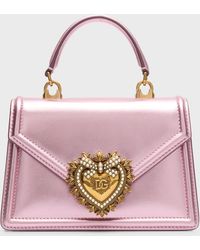 Dolce & Gabbana - Devotion Mini Metallic Leather Top-Handle Bag - Lyst