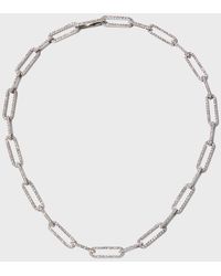 A Link - White Gold Pave Diamond Paperclip Link Necklace, 16"l - Lyst