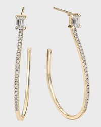 Lana Jewelry - Flawless Teardrop Hoop Earrings With Emerald-Cut Diamond Studs, 35Mm - Lyst