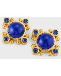 Elizabeth Locke - 19k Lapis Stud Earrings With Blue Sapphires - Lyst