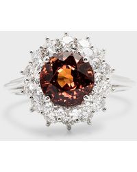 NM Estate - Estate Platinum Brown-red Sapphire And Diamond Halo Ring, Size 7 - Lyst
