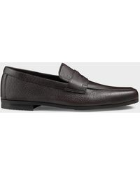 John Lobb - Thorne Soft Textured Leather Penny Loafers - Lyst