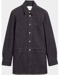 Ami Paris - Ami De Coeur Denim Long-Sleeve Mini Shirtdress - Lyst
