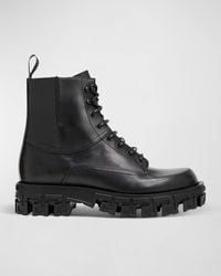 Versace - Greca-Sole Leather Combat Boots - Lyst