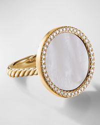 David Yurman - Dy Elements Ring In 18k Gold With Mother-of-pearl & Pave Diamonds, Size 6 - Lyst