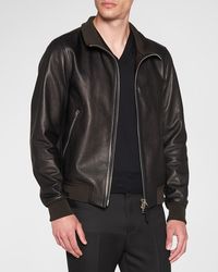 Tom Ford - Grained Leather Track Bomber Jacket - Lyst