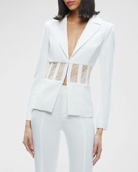 Alice + Olivia - Alexia Fitted Sheer Lace Corset Blazer - Lyst