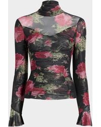 Cinq À Sept - Baroque Roses Lucy Turtleneck Mesh Top - Lyst