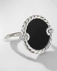 David Yurman Dy Elements Ring With Gemstone And Diamonds In Silver, 21mm - Black