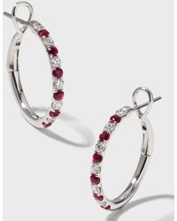 Frederic Sage - White Gold Medium Diamond And Diamond-cut Rubies Hoop Earrings - Lyst