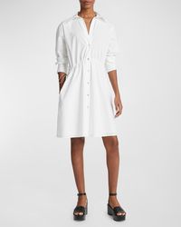 Vince - Drawcord Ruched Cotton Mini Shirtdress - Lyst