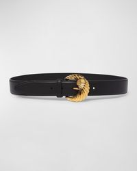 Etro - Textured Buckle Brass & Leather Belt - Lyst