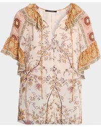Kobi Halperin - Verity V-Neck Ruffle Sleeve Blouse - Lyst