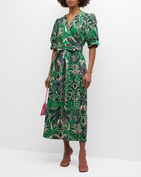 Marie Oliver - Rita Printed Wrap Dress With Tie Belt - Lyst