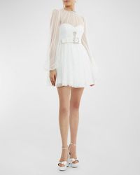 Rebecca Vallance - Mirabella Rhinestone Crepe & Tulle Mini Dress - Lyst