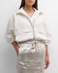 Brunello Cucinelli - Cotton Felpa Taffeta Jacket With Monili Detail - Lyst