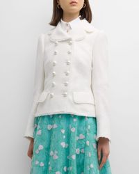 Maison Common - Cotton Blend Short Jacket With Pearlescent Buttons - Lyst
