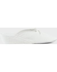 Jacques Levine - Terrycloth Wedge Slippers W/ Bow - Lyst