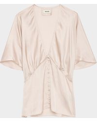 Zadig & Voltaire - Thodri Satin Button-Front Blouse - Lyst