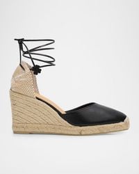 Castañer - 80Mm Carina Leather Espadrille Wedge Sandals - Lyst