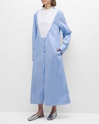 Jil Sander - Striped Long-Sleeve Bib Maxi Shirtdress - Lyst