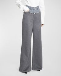 Givenchy - Bi-Material Wide-Leg Denim Pants - Lyst