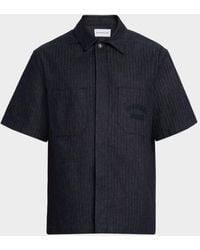 Givenchy - Denim Herringbone Short-Sleeve Shirt - Lyst