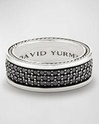 David Yurman - Streamline Three-row Band Ring With Black Diamonds - Lyst