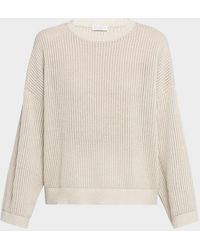 Brunello Cucinelli - Metallic Openwork Cotton Rib Crewneck Sweater - Lyst