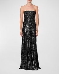 Carolina Herrera - Embellished Sequin Strapless Column Gown - Lyst