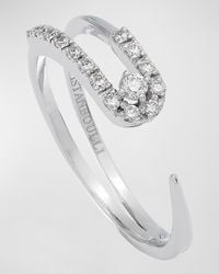 Krisonia - 18k White Gold Tapered Ring With Diamonds, Size 7 - Lyst