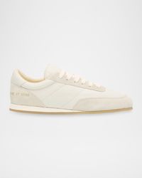 Common Projects - Minimal Leather And Suede Low-Top Runner Sneakers - Lyst