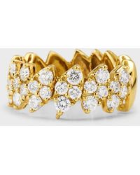 Andreoli - 18k Yellow Gold Marquise Band With Diamonds, Size 6.5 - Lyst