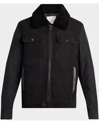 Moncler - Apos;S Hybrid Suede Shearling-Collar Aviator Jacket - Lyst