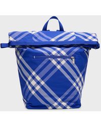 Burberry - Check Roll-Top Backpack - Lyst