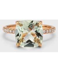 Lisa Nik - 18k Rose Gold Green Quartz Statement Ring With Diamonds, Size 6 - Lyst