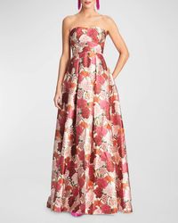 Sachin & Babi - Giovanna Strapless Pleated Floral-Print Gown - Lyst
