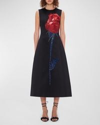 LEO LIN - Cleo Bead & Sequin Floral-Print Midi Dress - Lyst
