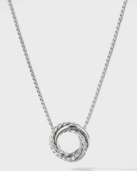 David Yurman - Crossover Mini Pendant Necklace With Diamonds In Silver, 15mm, 16-17"l - Lyst